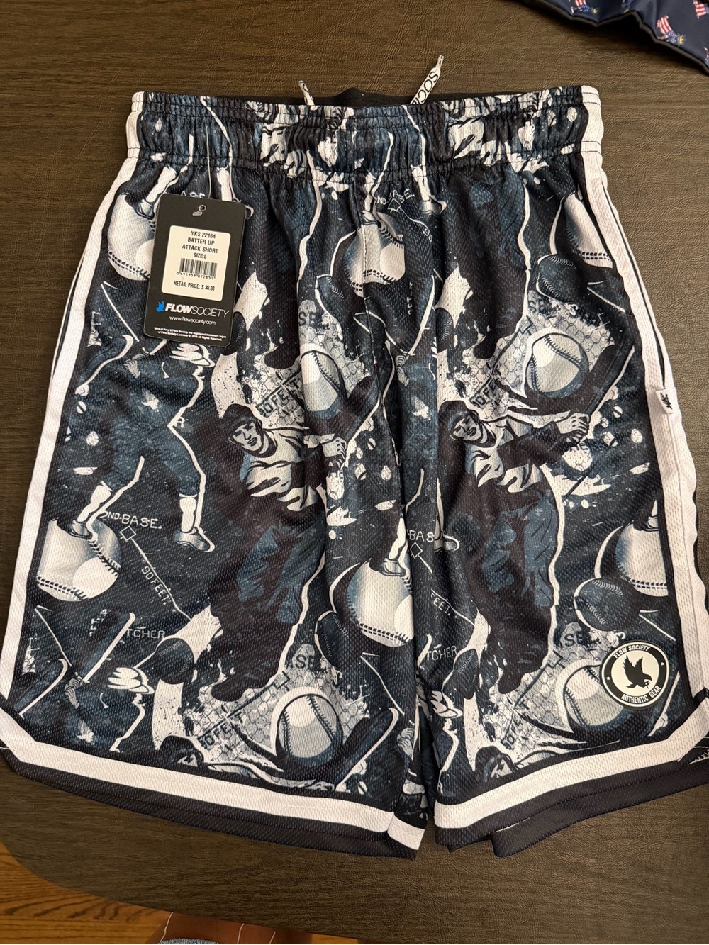 Flow Society Black and White Graphic Sports Shorts